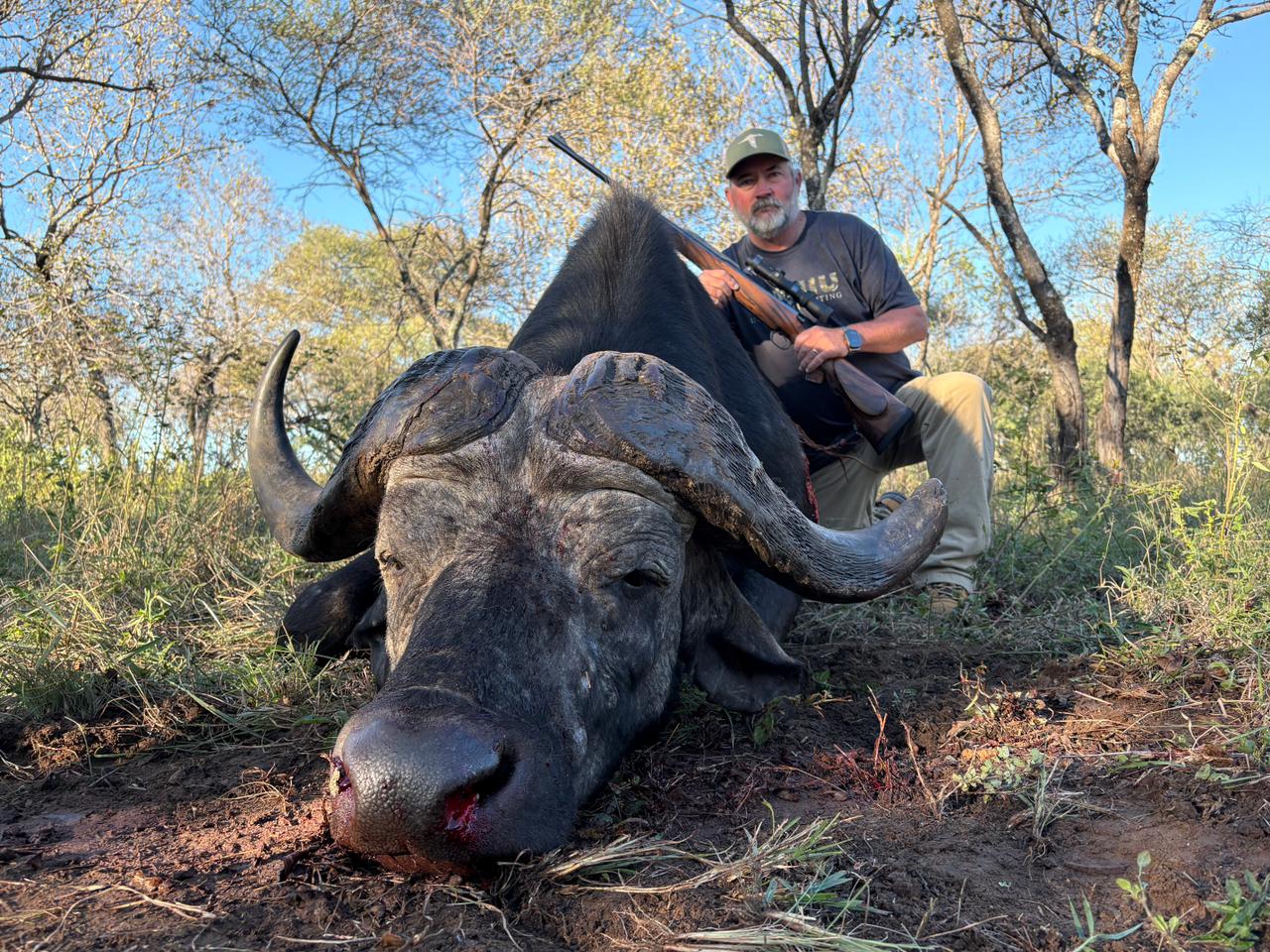 African Legacy client with Cape buffalo trophy